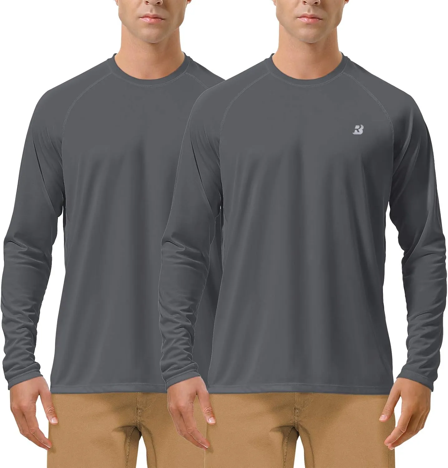 Roadbox Mens UPF 50  UV Sun Protection Shirts Outdoor Long Sleeve SPF Rash Guard for Fishing Hiking Swimming Running
