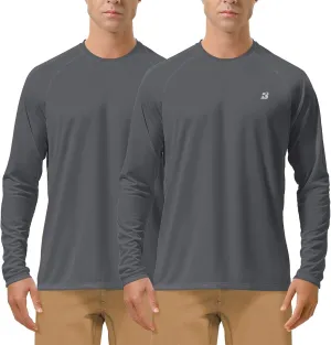 Roadbox Mens UPF 50  UV Sun Protection Shirts Outdoor Long Sleeve SPF Rash Guard for Fishing Hiking Swimming Running
