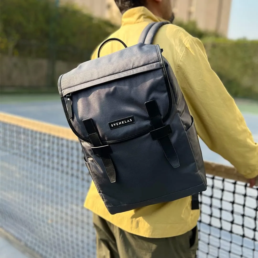 Roscoe Lunar Grey Backpack | 21 L Water Resistant Recycled Polyester Premium Vegetable Tanned Laptop Leather Bag | 16 Inch Travel Backpack for Men and Women