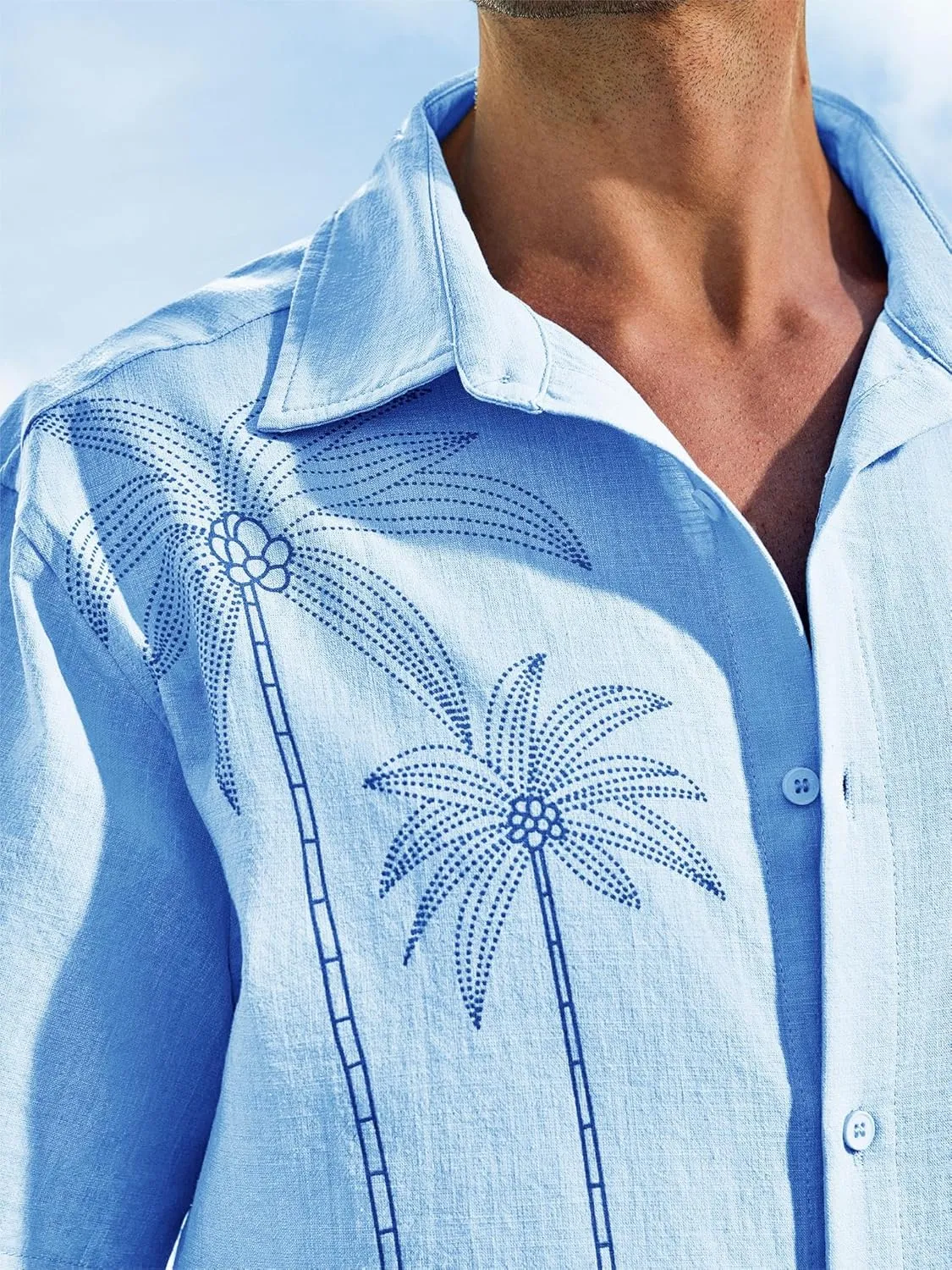 Runcati Mens Hawaiian Shirt Short Sleeve Button Down Summer Beach Vacation Cotton Linen Shirts