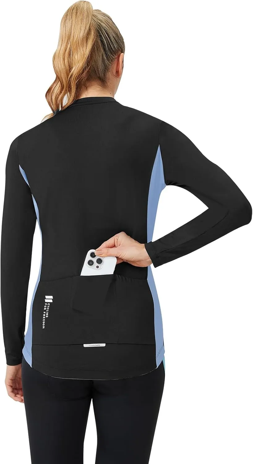 Santic Cycling Jersey Women's Long Sleeve Tops Bike Shirts Bicycle Jacket with Pockets