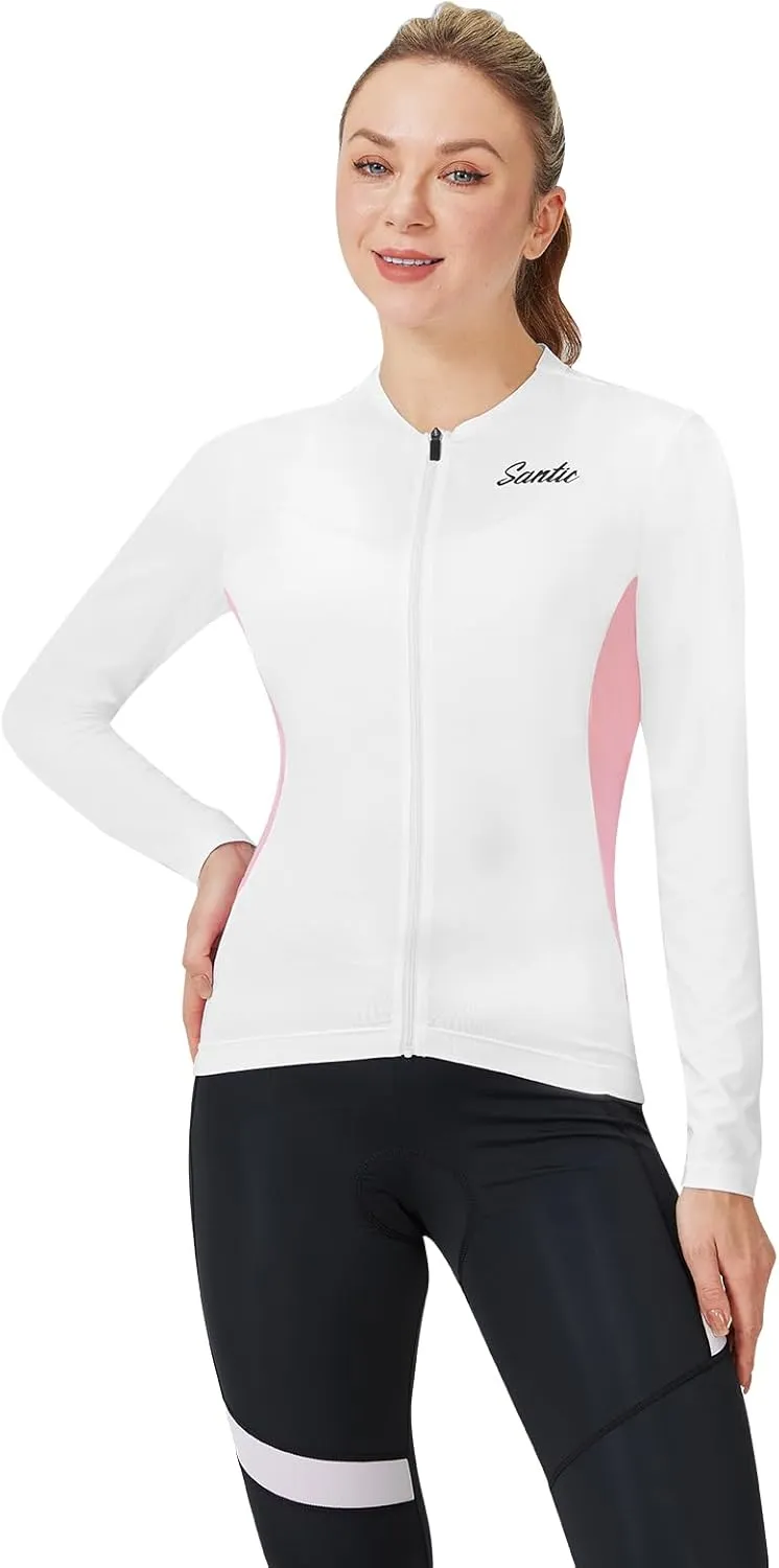 Santic Cycling Jersey Women's Long Sleeve Tops Bike Shirts Bicycle Jacket with Pockets