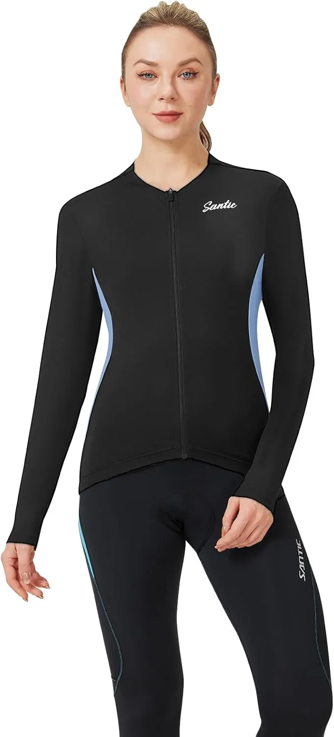 Santic Cycling Jersey Women's Long Sleeve Tops Bike Shirts Bicycle Jacket with Pockets