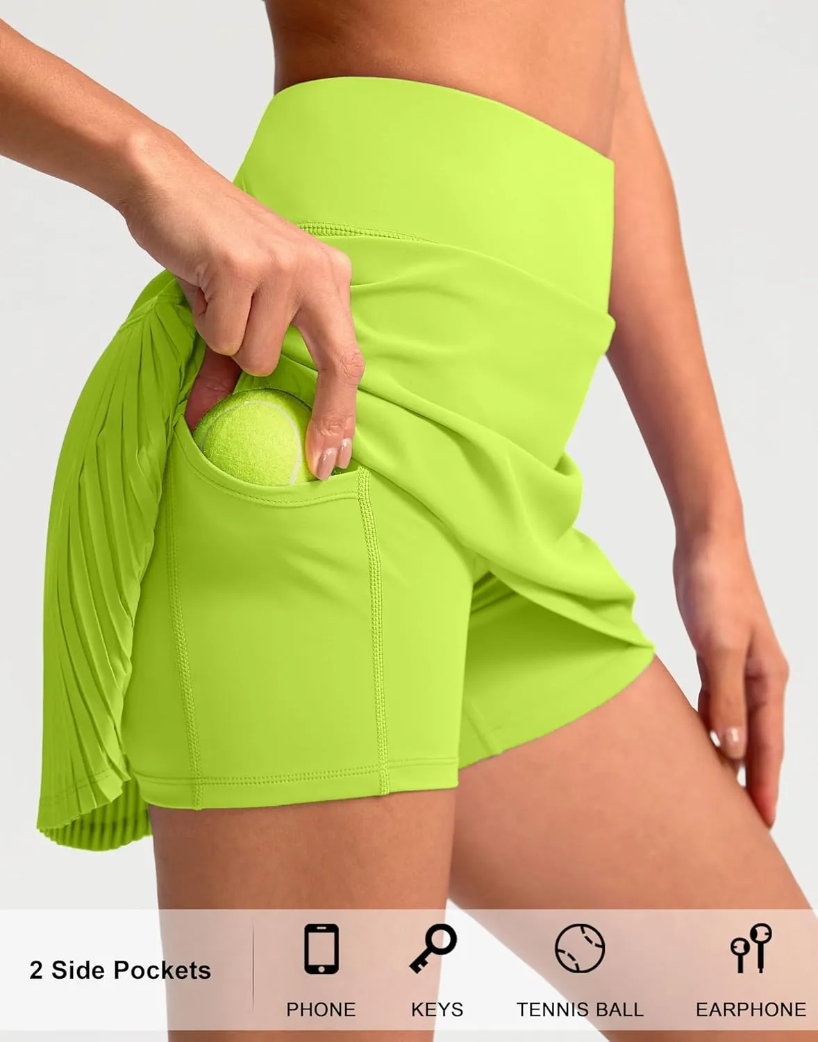 SANTINY 14" Tennis Skirt Skorts for Woman Pleated High Waited Skirts with Built-in Shorts Athletic Golf Skort