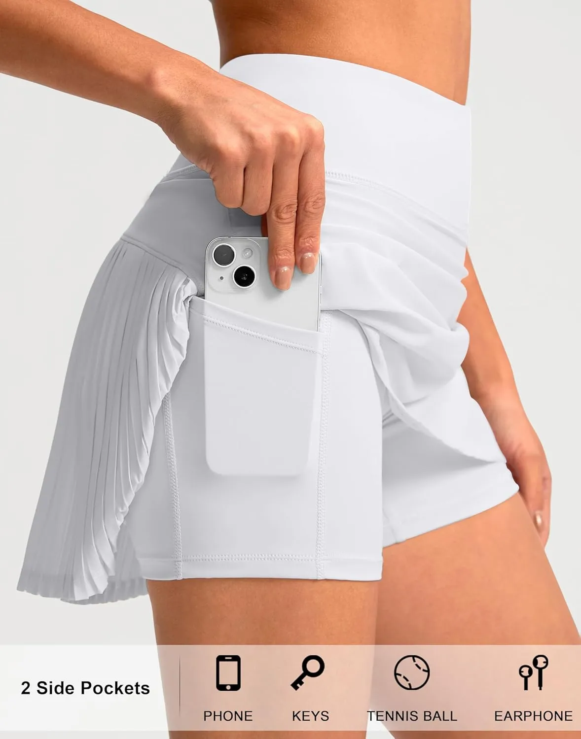 SANTINY 14" Tennis Skirt Skorts for Woman Pleated High Waited Skirts with Built-in Shorts Athletic Golf Skort