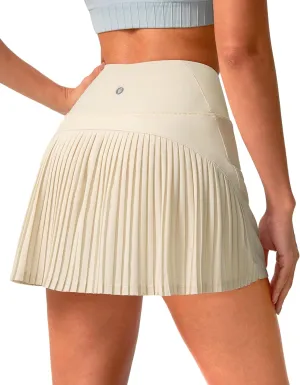 SANTINY 14" Tennis Skirt Skorts for Woman Pleated High Waited Skirts with Built-in Shorts Athletic Golf Skort