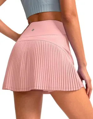 SANTINY 14" Tennis Skirt Skorts for Woman Pleated High Waited Skirts with Built-in Shorts Athletic Golf Skort