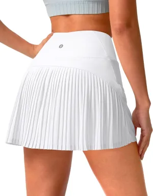 SANTINY 14" Tennis Skirt Skorts for Woman Pleated High Waited Skirts with Built-in Shorts Athletic Golf Skort