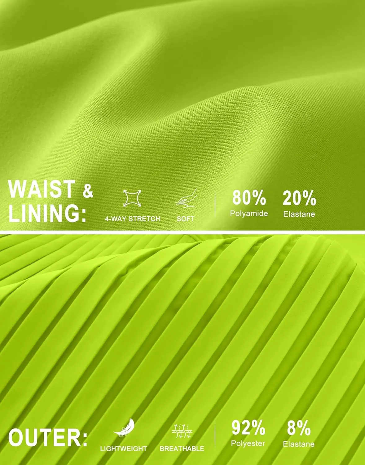 SANTINY 14" Tennis Skirt Skorts for Woman Pleated High Waited Skirts with Built-in Shorts Athletic Golf Skort