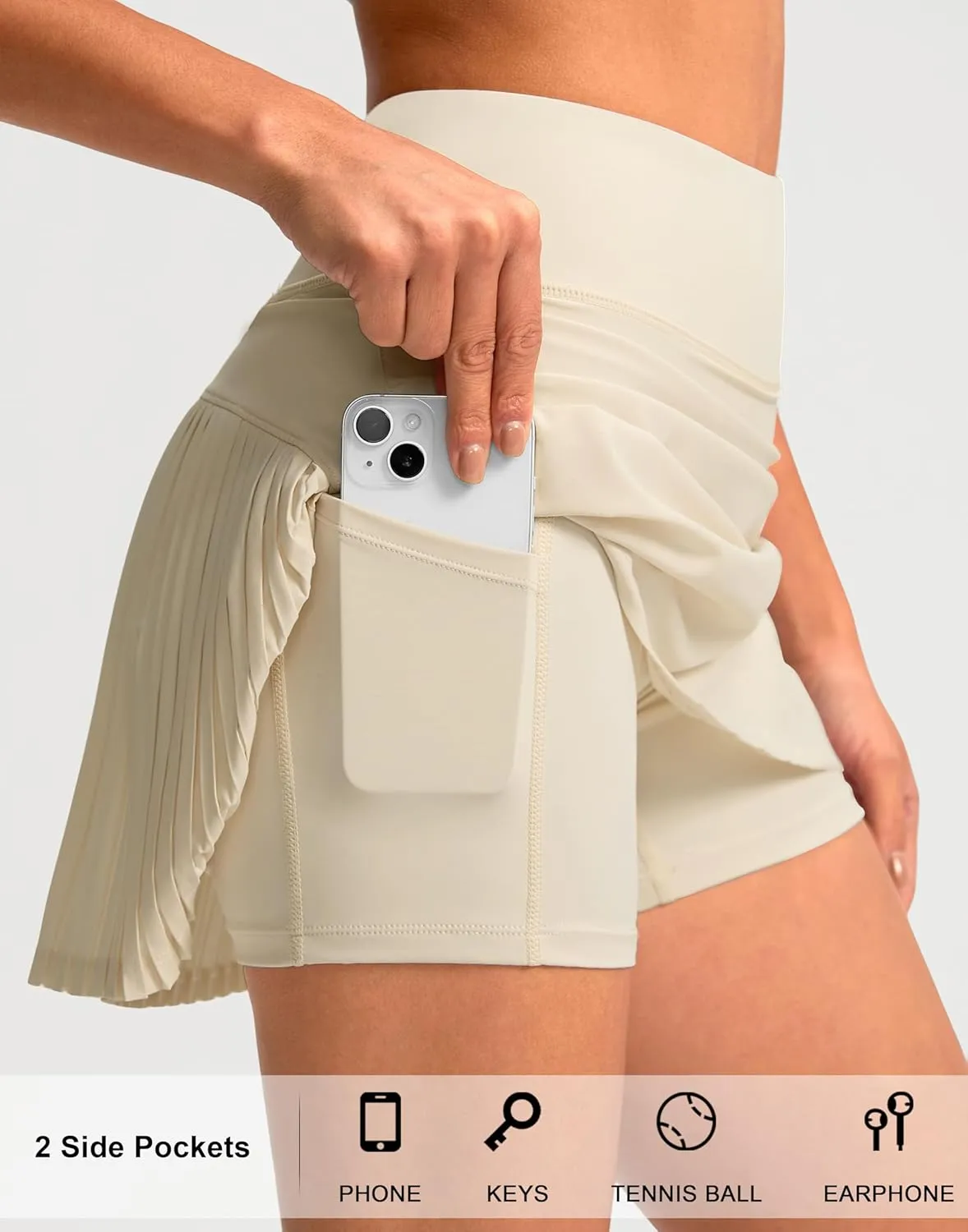 SANTINY 14" Tennis Skirt Skorts for Woman Pleated High Waited Skirts with Built-in Shorts Athletic Golf Skort