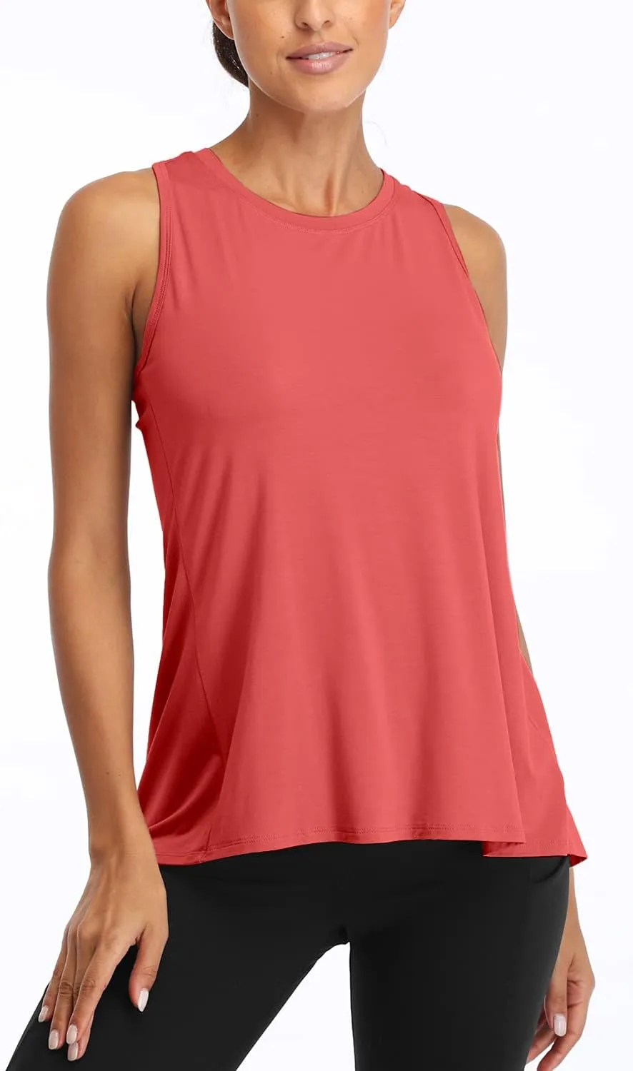 Sanutch Open Back Workout Top Backless Yoga Shirts Tie Back Workout Tank for Women