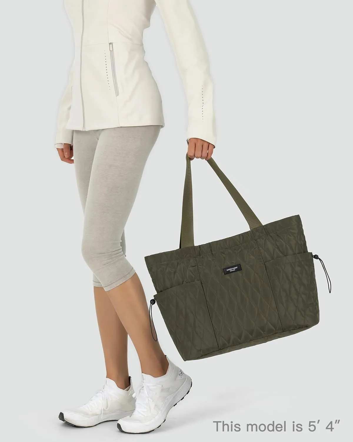 SATIN SAINT Tote Bag For Women with Side Pockets, 16L Side-Cinch Causal Shoulder Bag, Lightweight Tote for Moms, Work, Gym