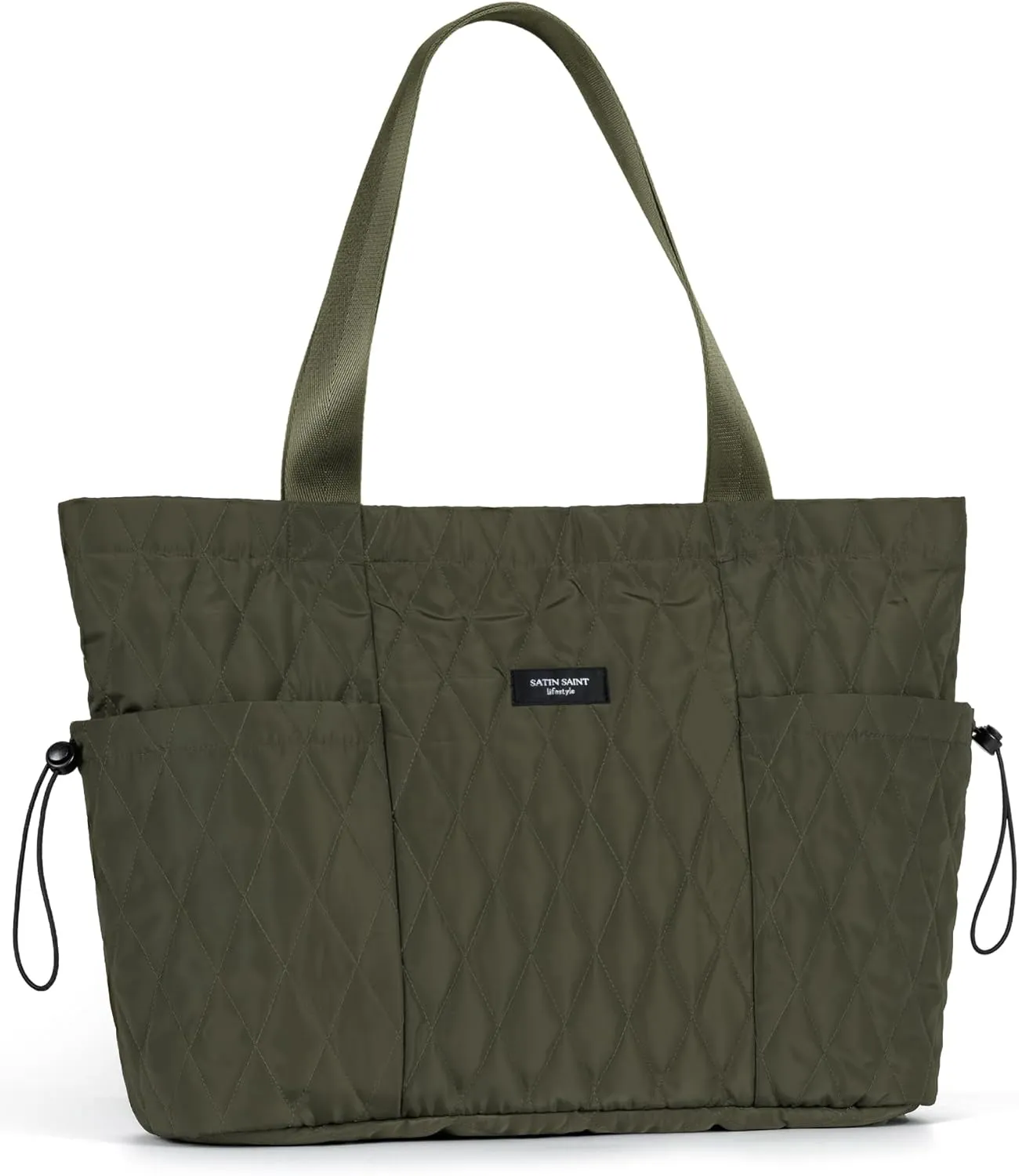 SATIN SAINT Tote Bag For Women with Side Pockets, 16L Side-Cinch Causal Shoulder Bag, Lightweight Tote for Moms, Work, Gym