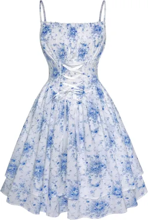 Scarlet Darkness Summer Sundress for Women Floral Sleeveless Spaghetti Strap Dress