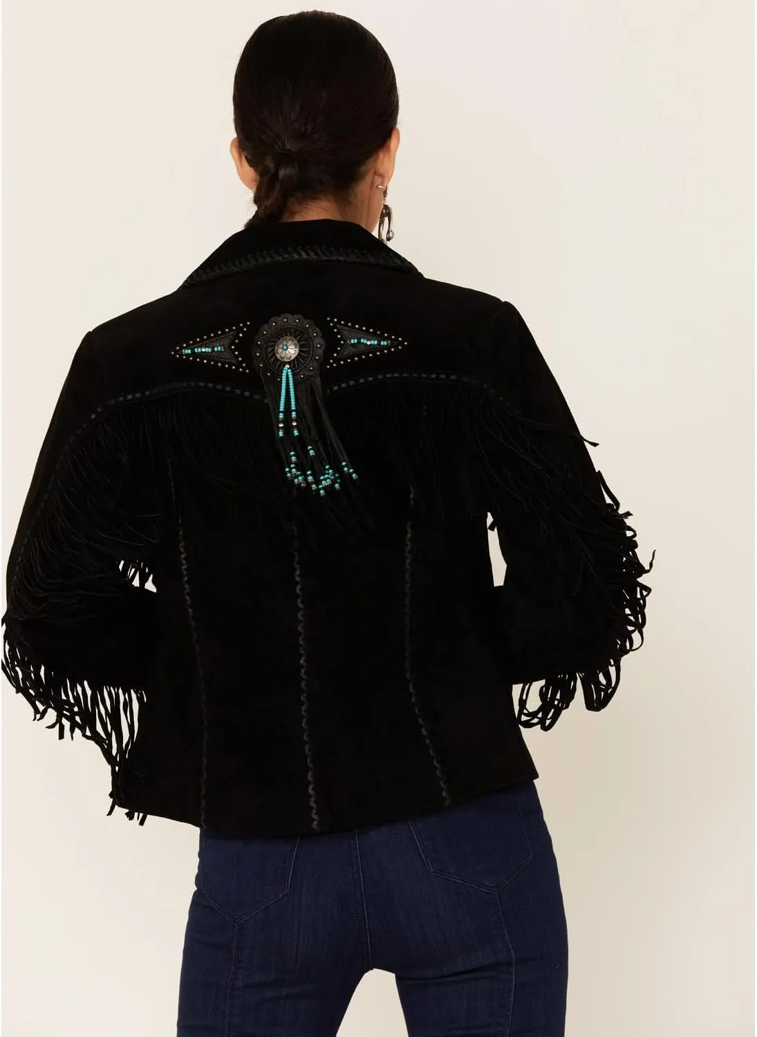 Scully Women's Fringe and Beaded Boar Suede Leather Jacket - L152-86