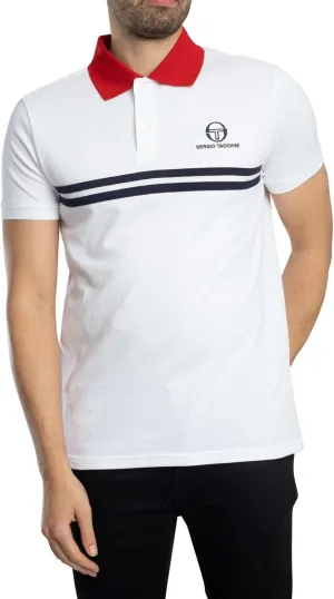 Sergio Tacchini Men's Super MK2 Polo Shirt, White/Adrenaline Rush