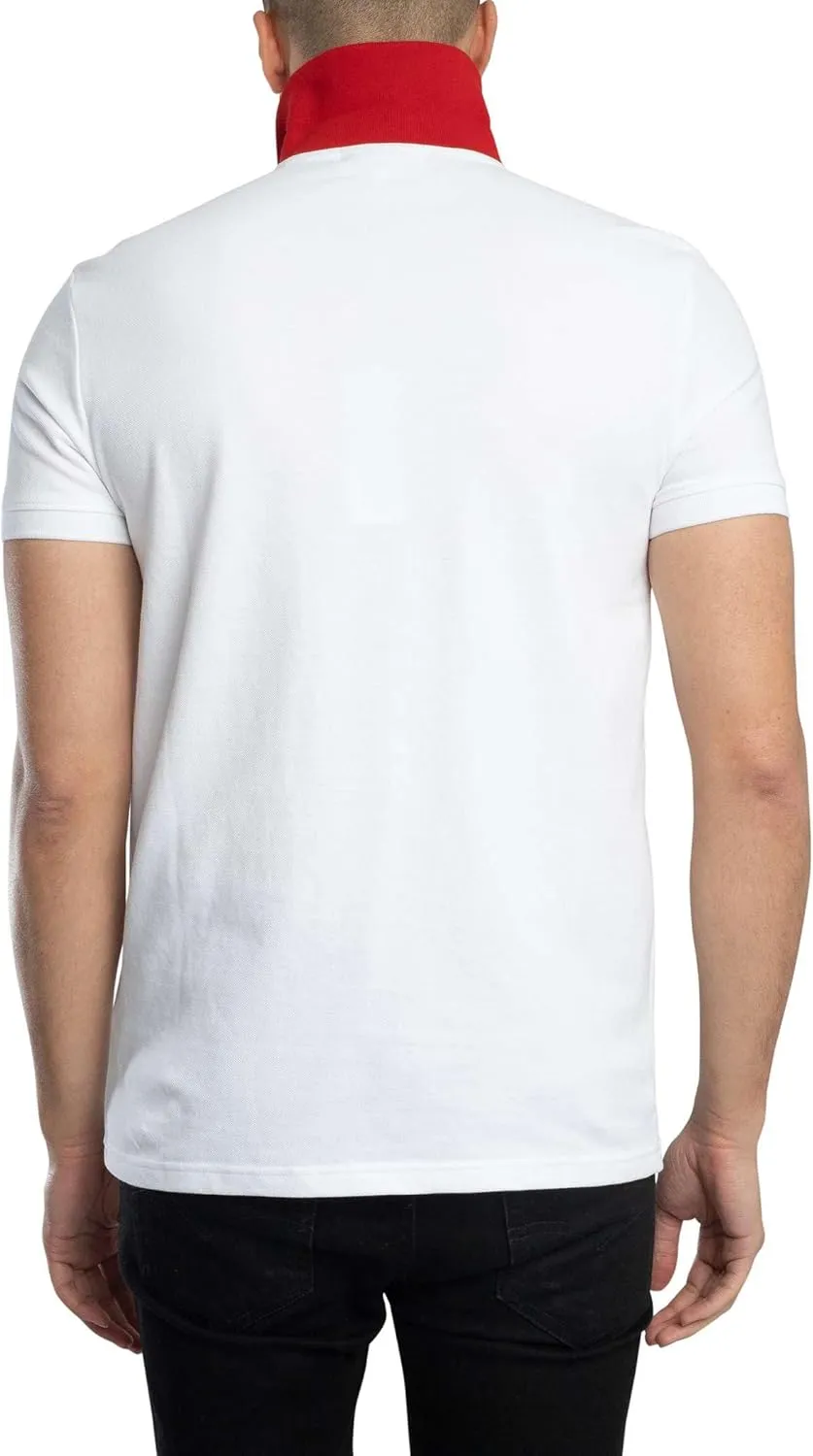 Sergio Tacchini Men's Super MK2 Polo Shirt, White/Adrenaline Rush