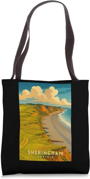 Sheringham Norfolk Vintage Design Clean Coastal Cliffside Tote Bag