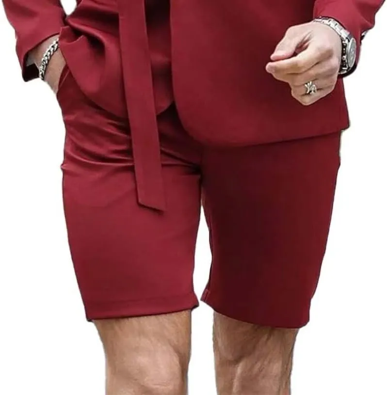 Shorts Suits for Men 2 Piece Slim Fit Peak Lapel Tuxedo for Men Casual Prom Summer Beach Wedding