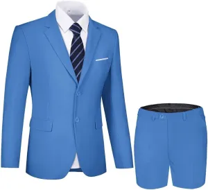 Shorts Suits for Men 2 Piece Slim Fit Two Buttons Tuxedo for Men Prom Party Summer Beach Wedding