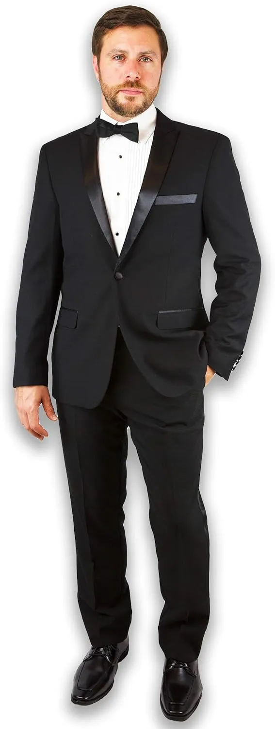 Sir Gregory Men's Fitted Flat Front Tuxedo Pants Formal Satin Stripe Trousers with Expandable Waistband