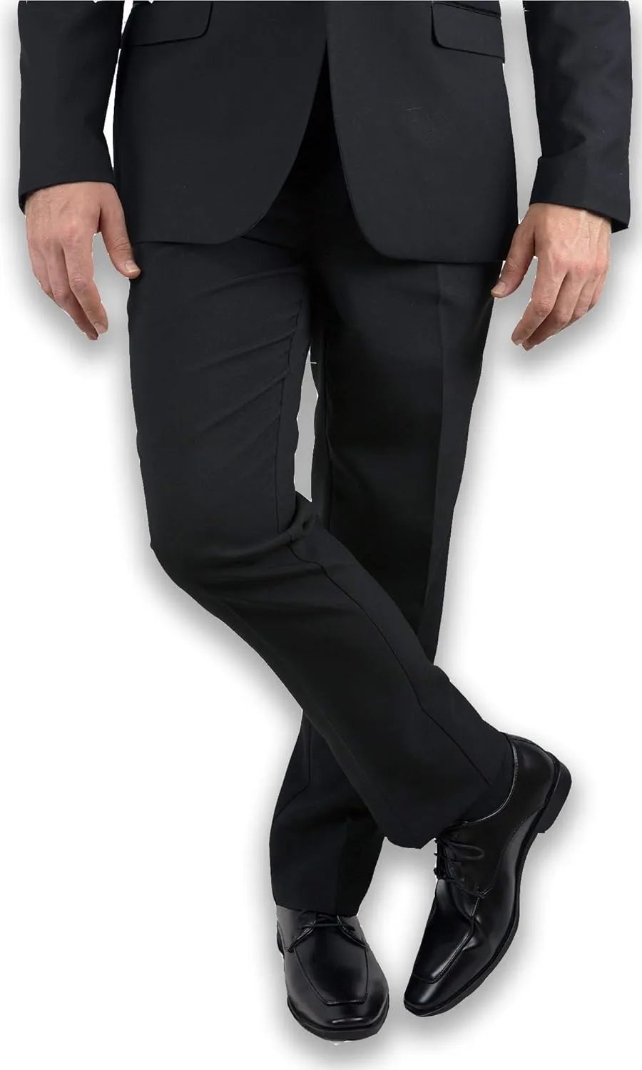 Sir Gregory Men's Fitted Flat Front Tuxedo Pants Formal Satin Stripe Trousers with Expandable Waistband