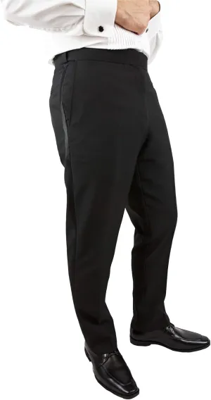 Sir Gregory Men's Fitted Flat Front Tuxedo Pants Formal Satin Stripe Trousers with Expandable Waistband