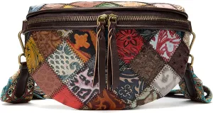 Small Saddle Crossbody Bag for Women Ladies Genuine Leather Fashion Shoulder Purse Bag Handbag with Wide Strap, One Color, One Size