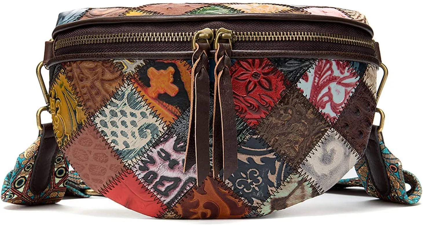Small Saddle Crossbody Bag for Women Ladies Genuine Leather Fashion Shoulder Purse Bag Handbag with Wide Strap, One Color, One Size