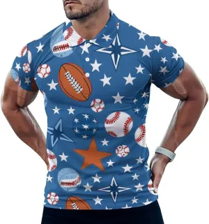 Soccer Football Baseball Mens Polo Shirts Quick Dry Short Sleeve Golf Slim Fit T Shirt