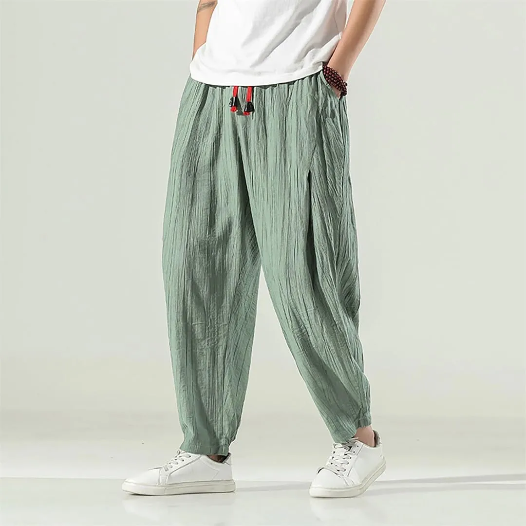 Solid Harem Men Pants Loose Casual Joggers Sportswear Lantern Pants Men's Elasticated Trousers