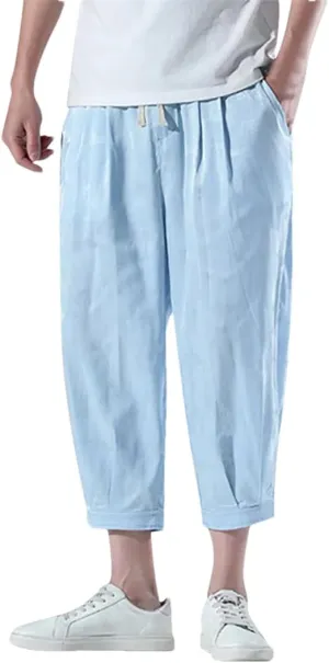 Solid Harem Men Pants Loose Casual Joggers Sportswear Lantern Pants Men's Elasticated Trousers