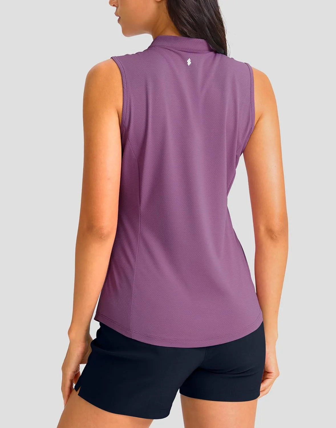Soothfeel Women's Golf Polo Shirt Tank Tops Sleeveless 1/4 Zipper Collarless Quick Dry Athletic Tennis Shirts for Women