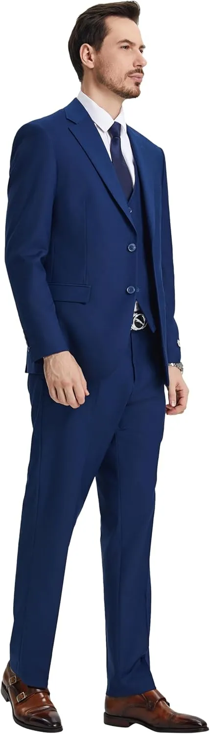 STACY ADAMS Suits 3pc Suit Set, Jacket Vest and Dress Pants,Hybrid-Fit Suits