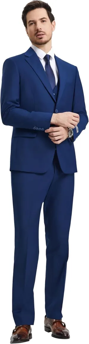 STACY ADAMS Suits 3pc Suit Set, Jacket Vest and Dress Pants,Hybrid-Fit Suits