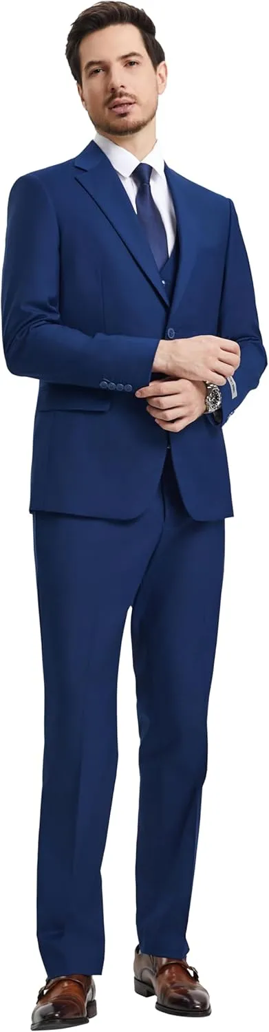 STACY ADAMS Suits 3pc Suit Set, Jacket Vest and Dress Pants,Hybrid-Fit Suits