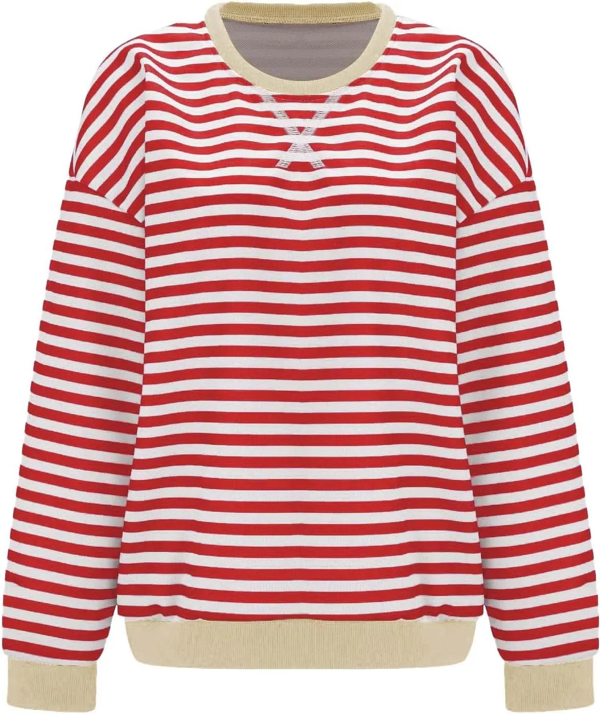 Striped Shirt Colorblock Sweatshirt Women Oversized Sweatshirt Long Sleeve Shirts Fall Outfits for Women 2024