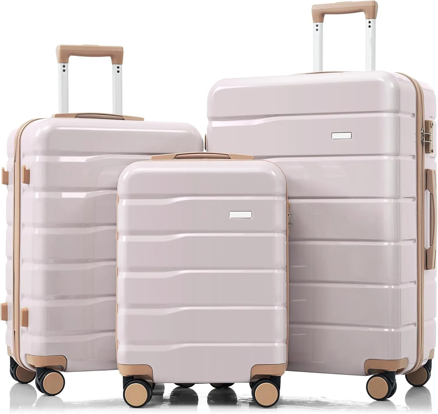 Stylish Premium ABS Travel Luggage Set - 3-Piece with 20, 24, 28 Inch Sizes, TSA Locks, 360 Spinner Wheels, Light Grey