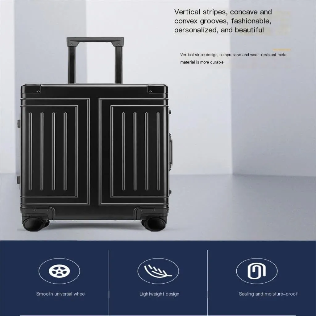 Suitcase All-aluminum Magnesium Alloy Metal Case Trolley Case Hard Case Men's And Women's Luggage Check-in Case Luggage(Gold,26in)