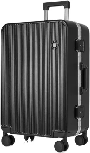 Suitcase Aluminum Frame Hard Shell Luggage Suitcase 20 Inch Boarding Case Long And Short Distance Luggage Trolley Case Luggage(Black,20in)