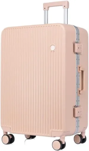 Suitcase Aluminum Frame Hard Shell Luggage Suitcase 20 Inch Boarding Case Long And Short Distance Luggage Trolley Case Luggage(Pink,20in)