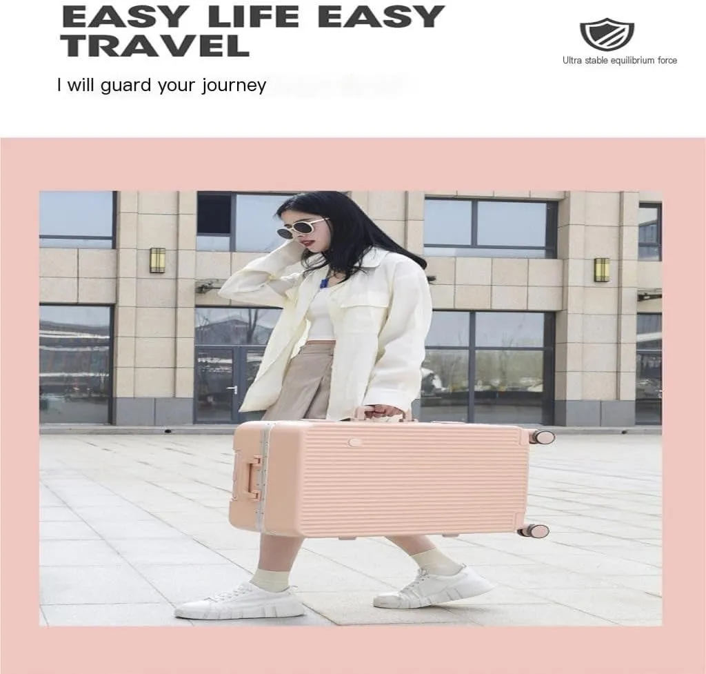 Suitcase Aluminum Frame Hard Shell Luggage Suitcase 20 Inch Boarding Case Long And Short Distance Luggage Trolley Case Luggage(Pink,20in)