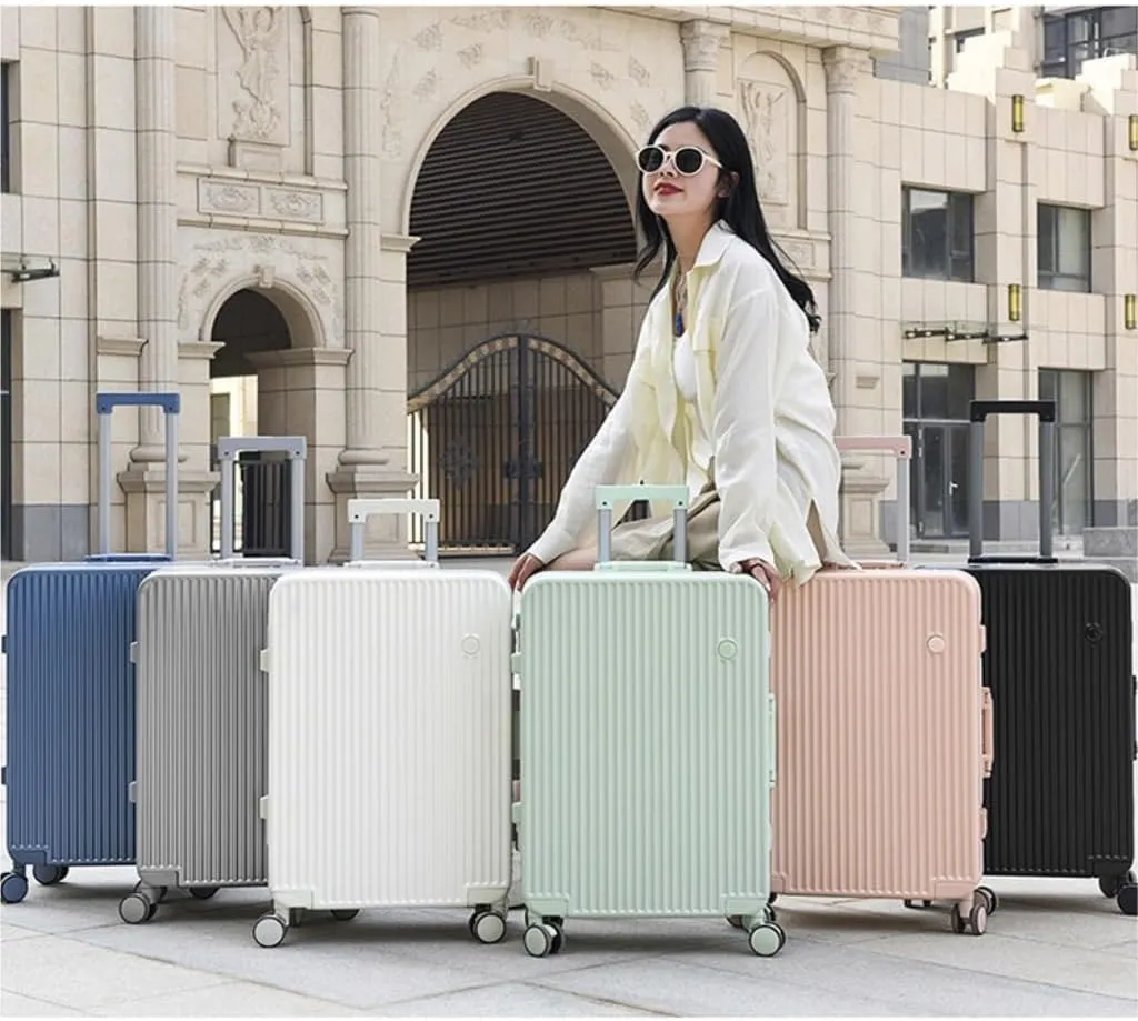 Suitcase Aluminum Frame Hard Shell Luggage Suitcase 20 Inch Boarding Case Long And Short Distance Luggage Trolley Case Luggage(Pink,20in)