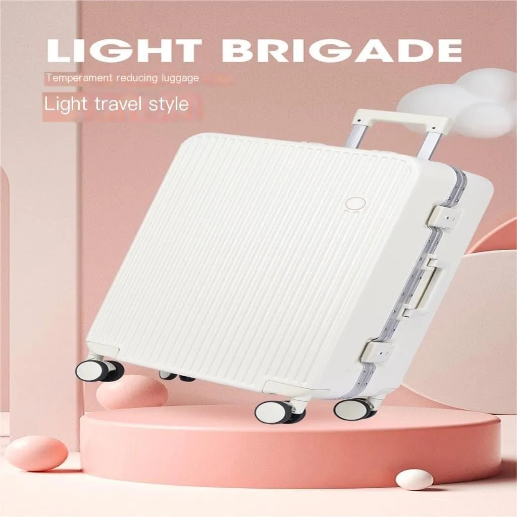 Suitcase Aluminum Frame Hard Shell Luggage Suitcase 20 Inch Boarding Case Long And Short Distance Luggage Trolley Case Luggage(Pink,20in)
