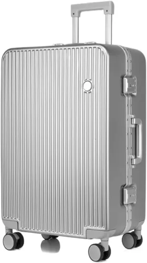 Suitcase Aluminum Frame Hard Shell Luggage Suitcase 20 Inch Boarding Case Long And Short Distance Luggage Trolley Case Luggage(Silver,20in)