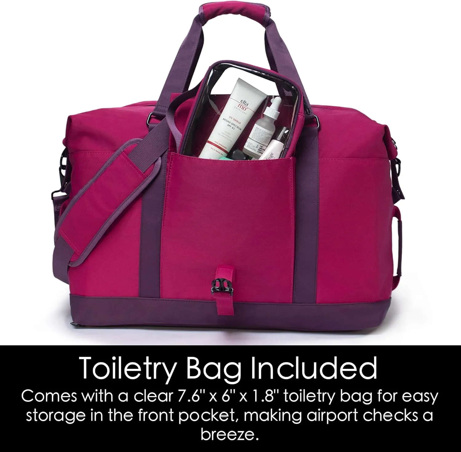 SUNNY BIRD Duffel with Utility Pouch, 40L Weekender Overnight Bag with Shoe Compartment for Travel and Sports (Purple)