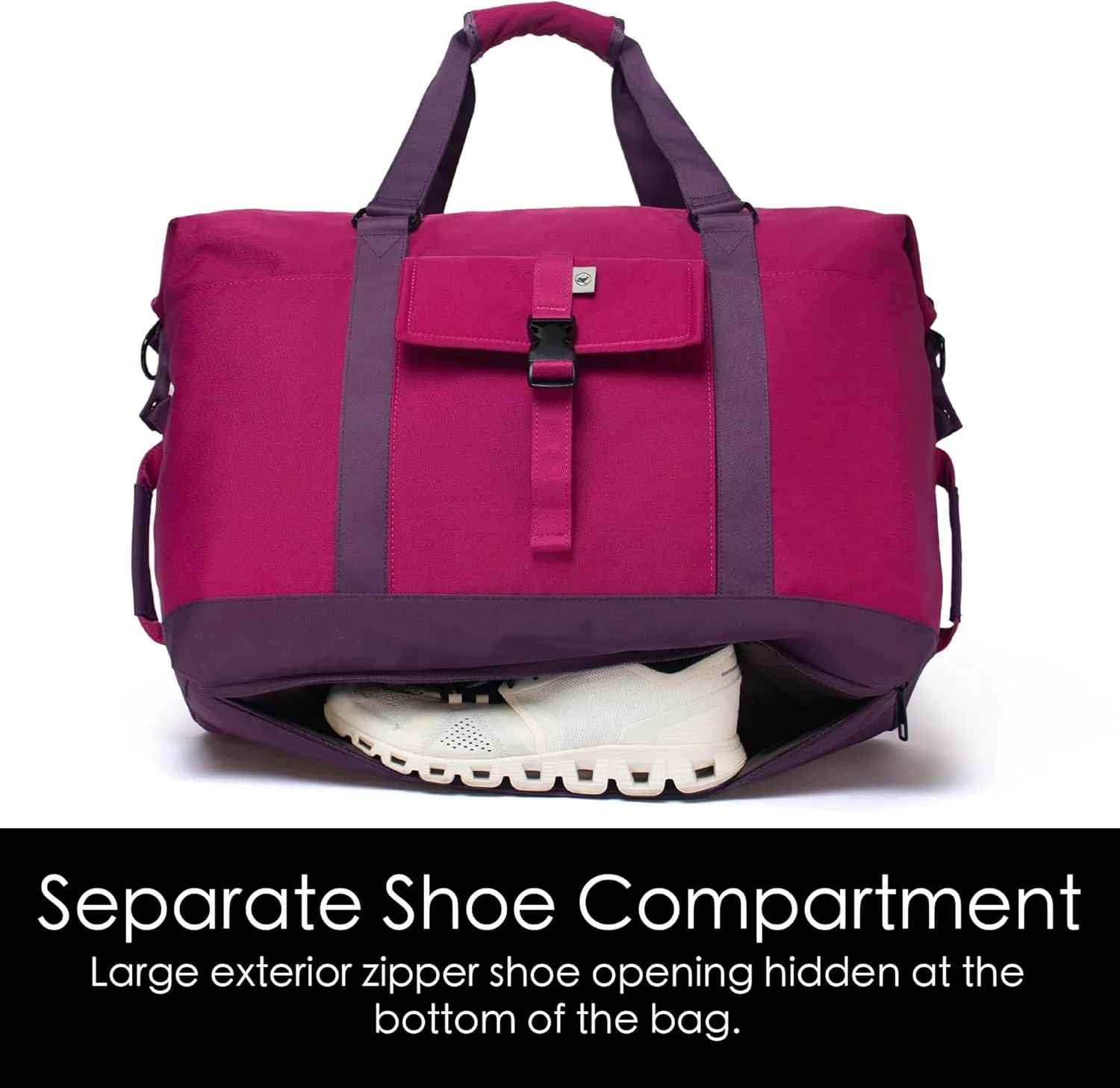 SUNNY BIRD Duffel with Utility Pouch, 40L Weekender Overnight Bag with Shoe Compartment for Travel and Sports (Purple)