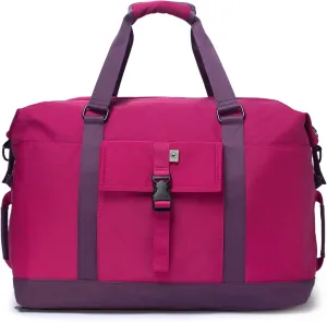 SUNNY BIRD Duffel with Utility Pouch, 40L Weekender Overnight Bag with Shoe Compartment for Travel and Sports (Purple)