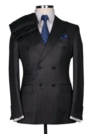Suzhoufashion Brookes Dark Blue Peaked Lapel Men Suits For Business