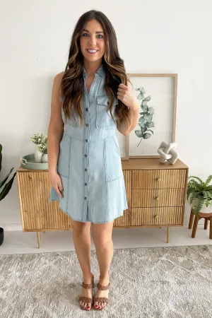 Tencel Button Utility Dress